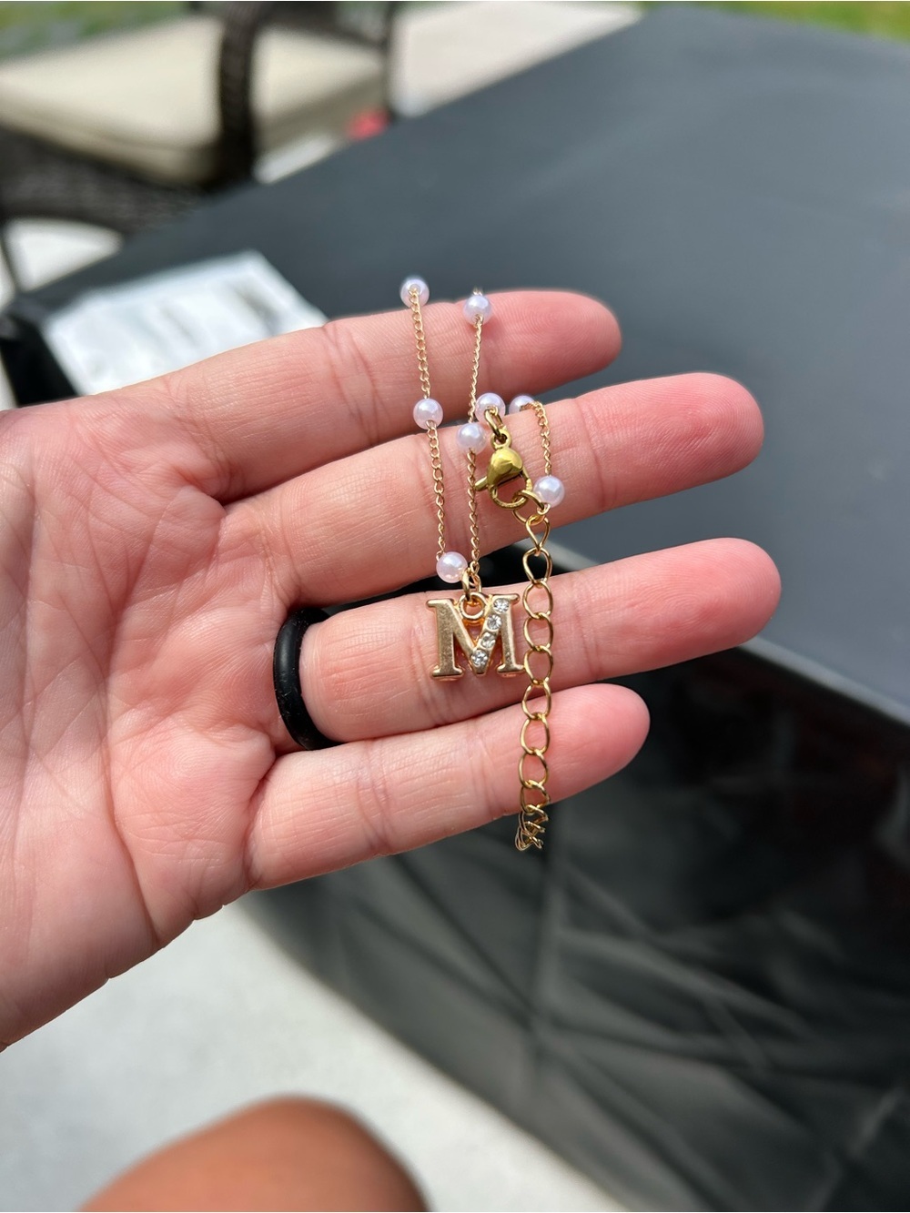 🔥$2 Gold Initial 'M' Pearl Accent bracelet - Women's Jewelry